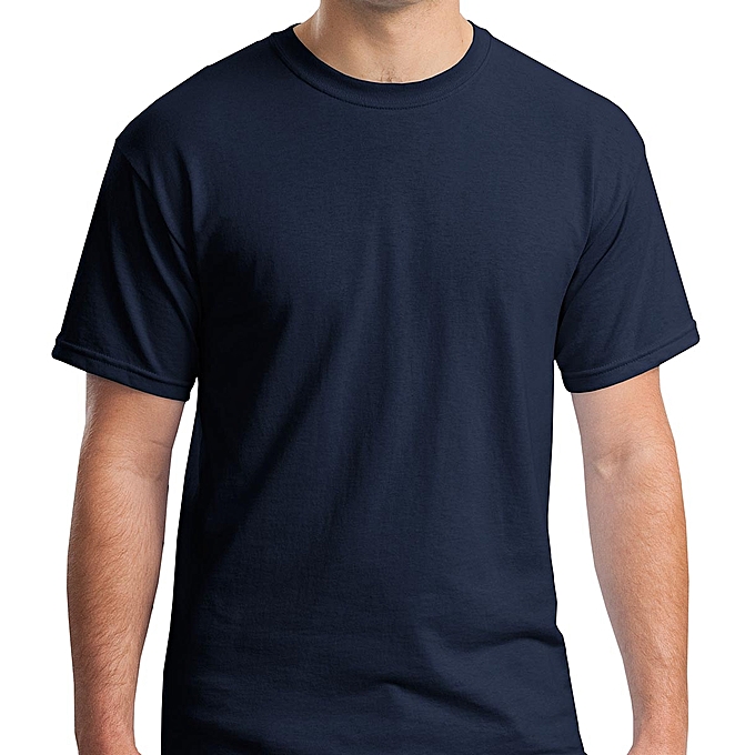 Buy White Label Round Neck Short Sleeve T-Shirt - Navy Blue online ...