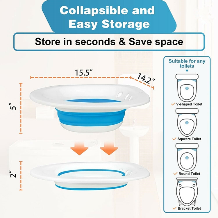 Factory Wholesale Plastic Women Washbasin Collapsible Sits Bath Kit Hemorrhoids Postpartum Care Sitz Bath for Toilet Seat