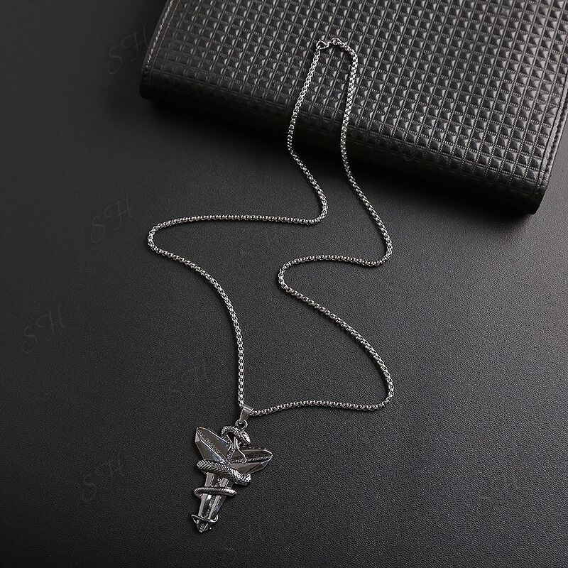 Shop Fashion Hiphop Titanium Black Manba Cross Pendant Necklace Online