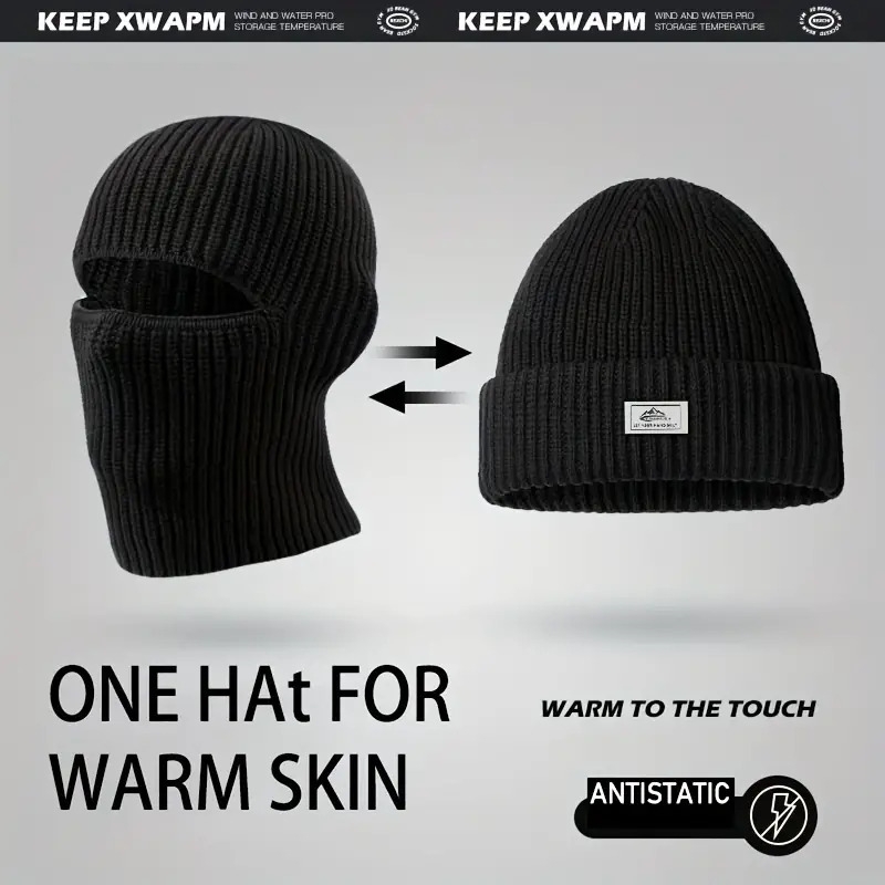 1pc winter mens style balaclava knit beanie hat windproof cold head cover ideal choice for gifts 0