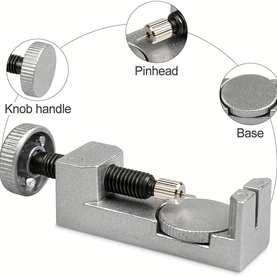 银色金属表带手链扣环拆卸工具套装，含3支针头，可调节手表维修工具，无需电源，钟表爱好者的理想礼物 详情 0