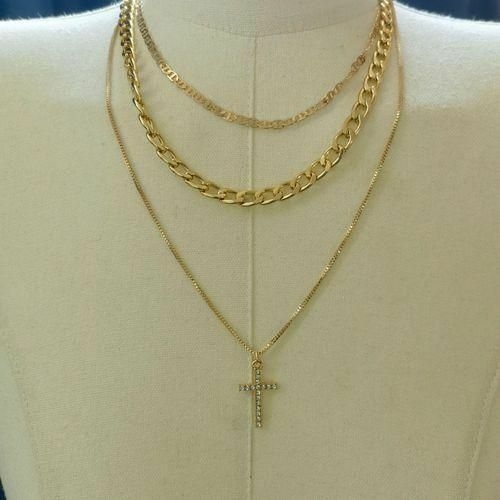 product_image_name-Fashion-Multi-Layers Chunky Cross Pendant Necklace For Women And Men-6
