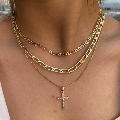 product_image_name-Fashion-Multi-Layers Chunky Cross Pendant Necklace For Women And Men-2