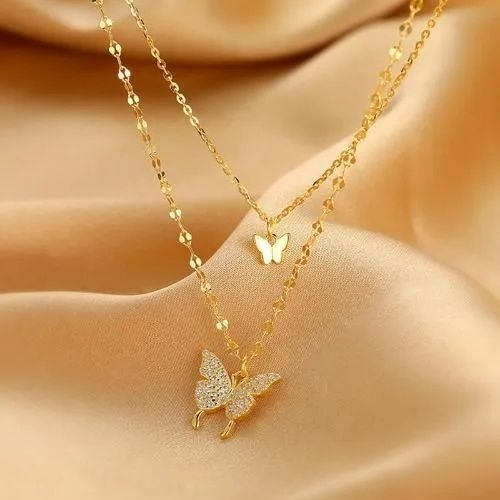 product_image_name-Fashion-Double Micro-Set Zirconia Delicate Butterfly Trend Ladies Necklace Jewelry Gift-1