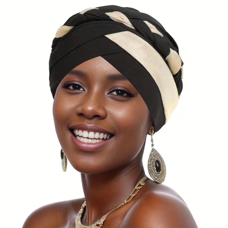 1件turbans 女士重工交叉亮片设计出行帽 舒适透气辫子帽 商品详情 1