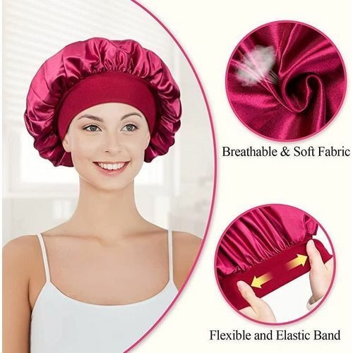 product_image_name-ARHANORY-3Pcs Satin Hair Bonnet Large Sleep Cap Wide Elastic Band-5