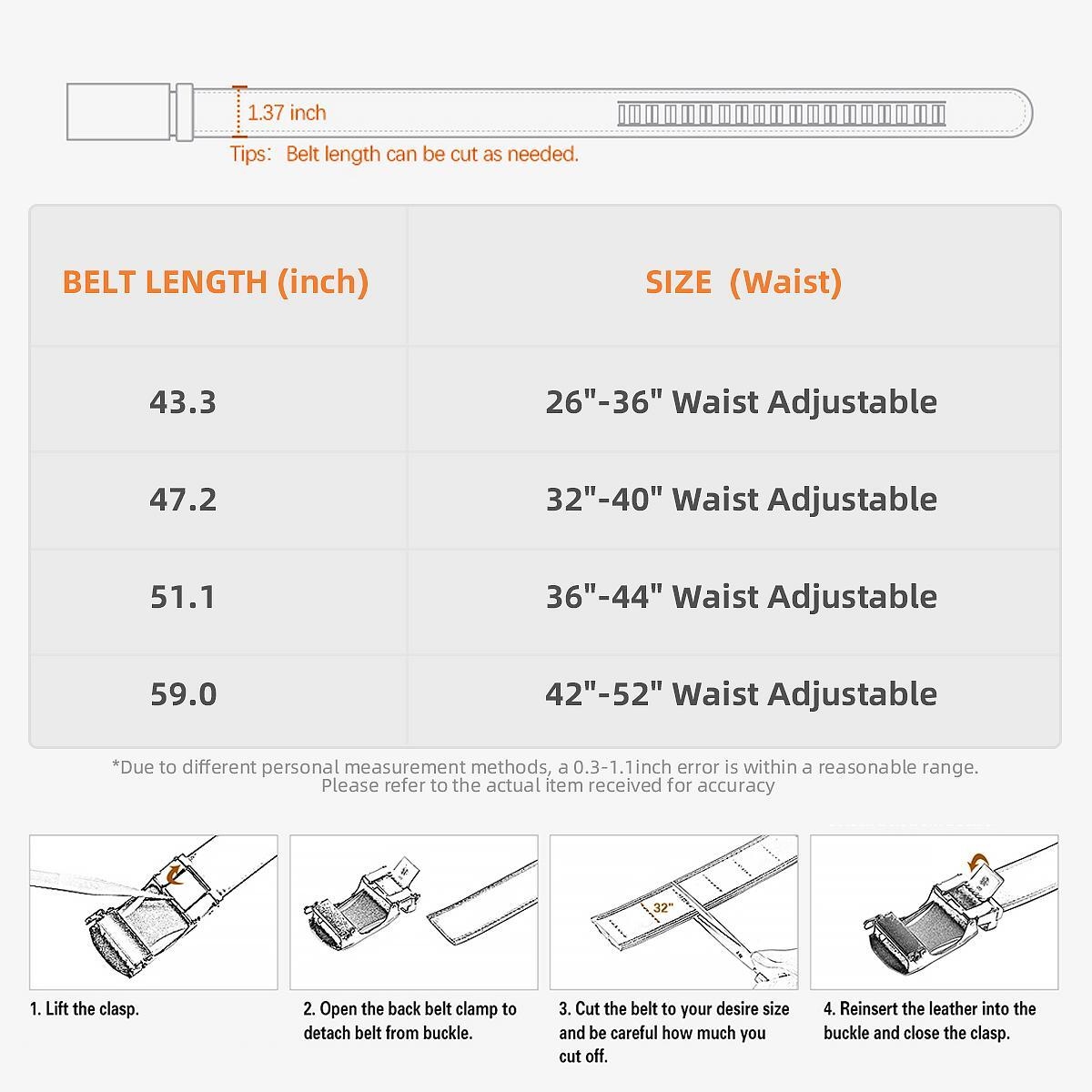 [Can be trimmed] Mens Belt Leather Ratchet Easy Release Belt For Men Designer Belt Dress and Casual with Adjustable Buckle for Men's Wear Gift Outdoorfun Textured for Birthday Gift/ accessories men/business belt no hole