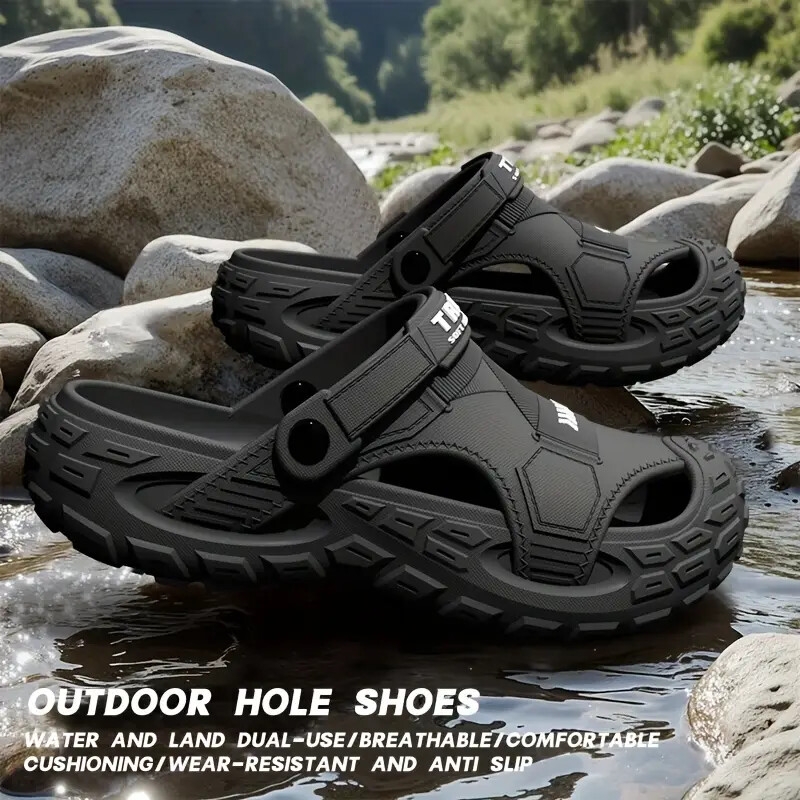 男士户外eva洞洞鞋可两穿运动凉拖鞋,夏季包头防滑休闲沙滩外穿,一脚蹬凉鞋 - 轻便eva缓震底,防滑沙滩拖鞋,溯溪鞋,适合泳池边、办公室及休闲穿着,四季适用,可手洗,室内男士凉鞋,男士凉鞋,男士户外凉拖鞋,男士室内拖鞋,男士防滑拖鞋 商品详情 0