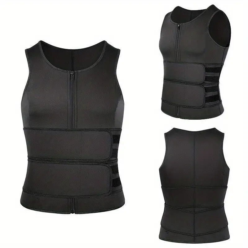 mens compression sweat sauna vest new slimming suit for students waist belts body shaper back support tank top for workout fitness gym details 1