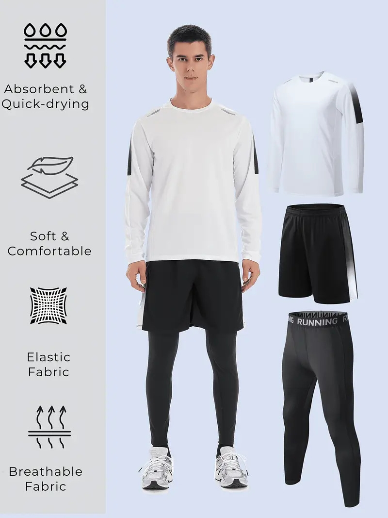 mens sportswear 3pcs set stylish soft able breathable and quick drying suitable for such as basketball football and running allows you to fully of sports fathers day gift 1