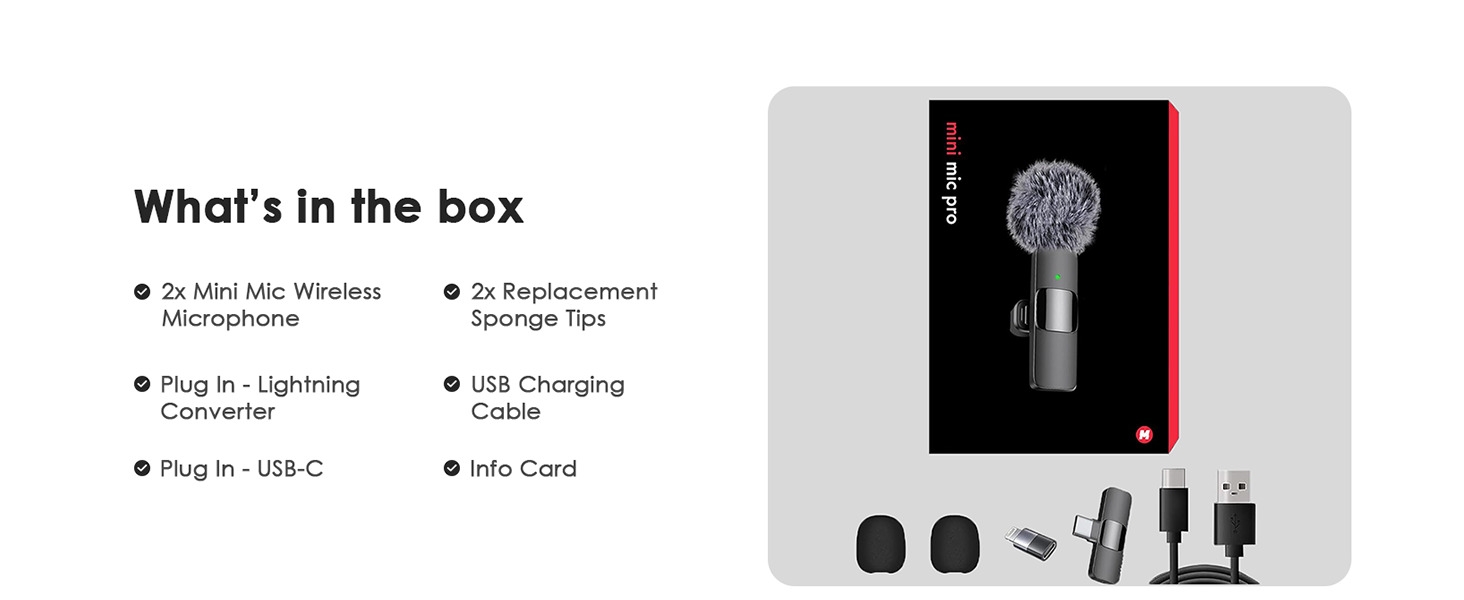 Microphone for iPhone, wireless microphones, mini mic, bluetooth microphone, lavalier microphone