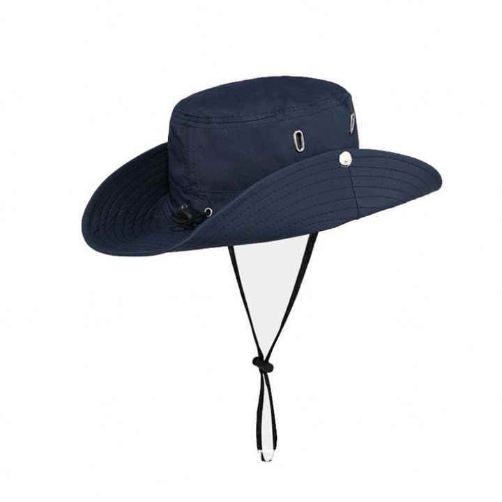 户外登山旅行遮阳渔夫西部牛仔大檐保护徒步登山太阳帽印花标志