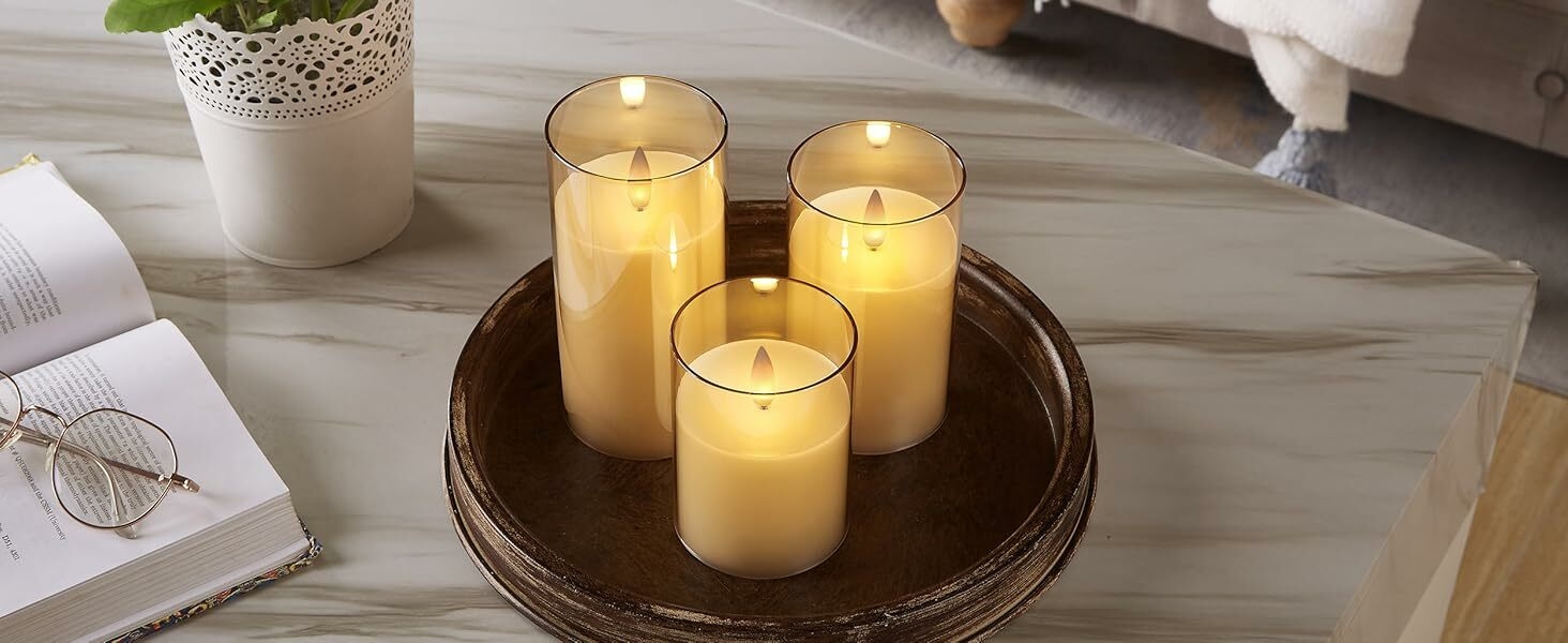 Champagne Glass Wax Led Pillar