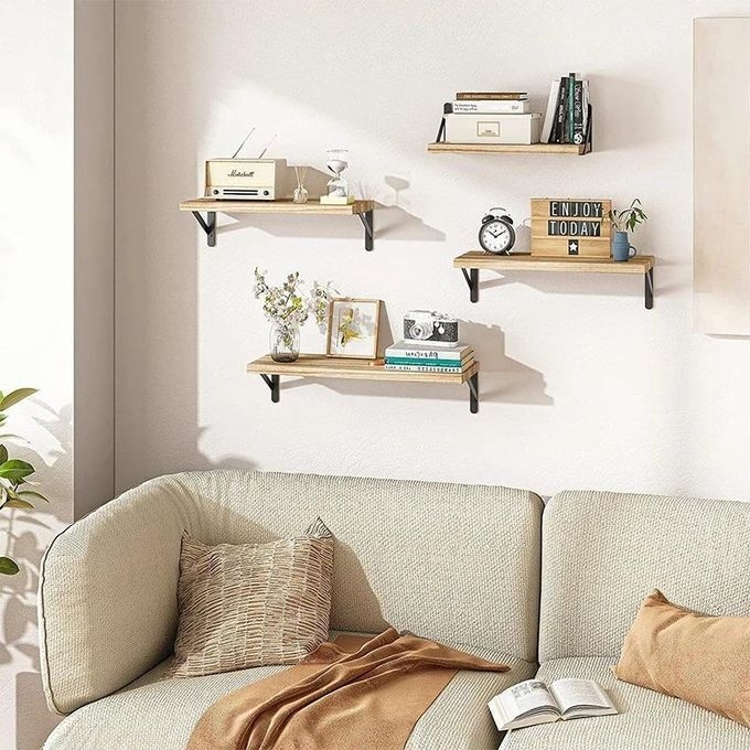 product_image_name-Generic-4pcs/set Wooden Shelf Floating Wall Storage Rack Organizer-2