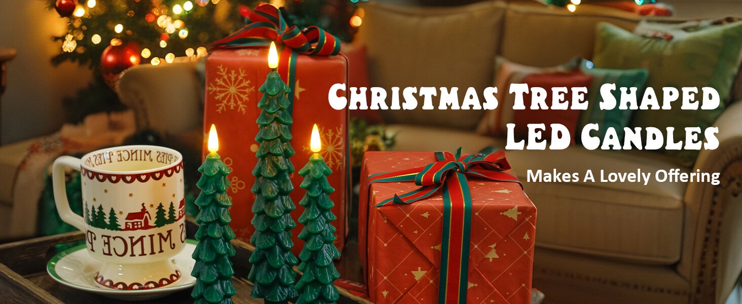 Christmas tree flameless taper candles
