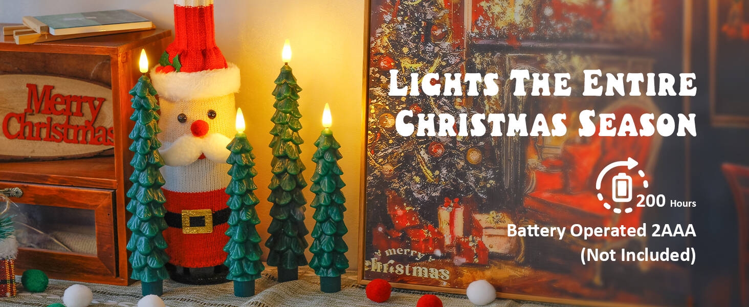 Christmas tree flameless taper candles