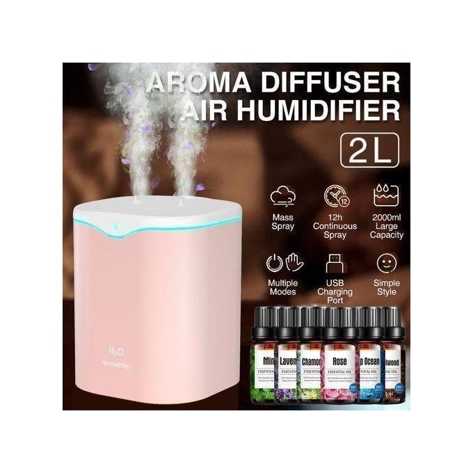 product_image_name-Generic-2L Double Spray Humidifiers LED Light + 6 Aromatherapy Oil-1