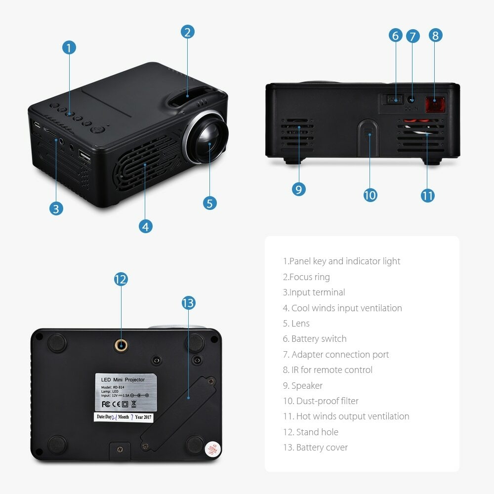 Shop Generic Portable 1080P Projector Black Online Jumia Ghana