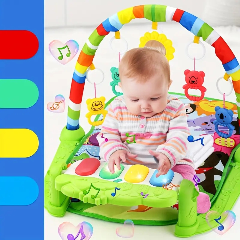 play mat with music pedal piano educational fitness activity center battery powered plastic green ideal for christmas birthday halloween gifts 4