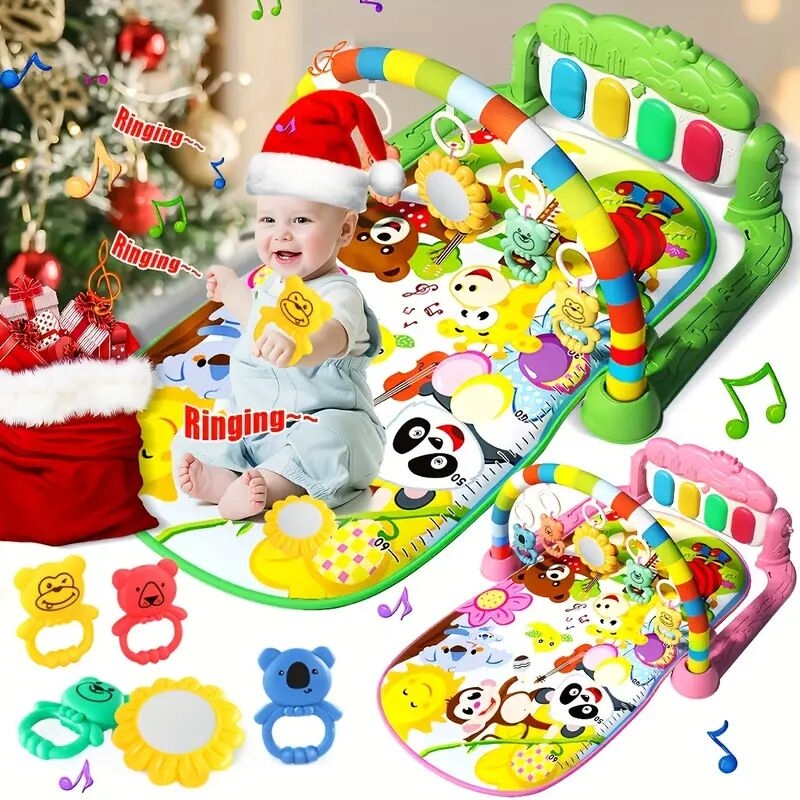 play mat with music pedal piano educational fitness activity center battery powered plastic green ideal for christmas birthday halloween gifts 2