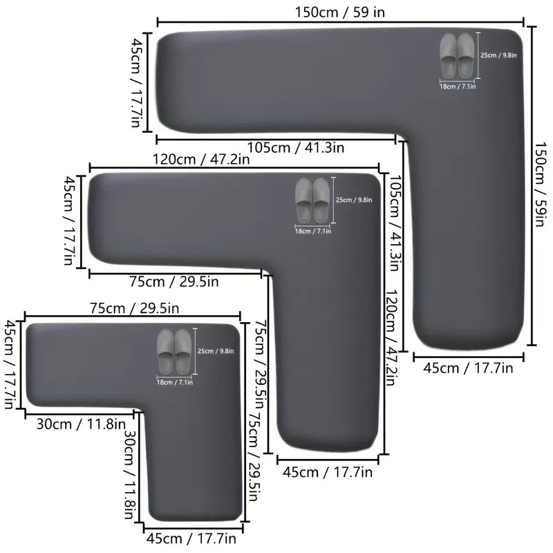纯色l型法兰绒吸水地垫家用厨房吸油防滑脚垫浴室入户门垫拐角地毯 商品详情 3