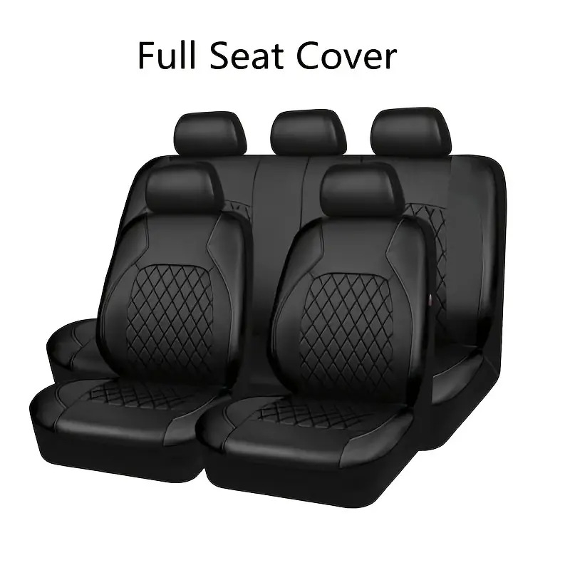 upgrade your car interior with 9pcs set quilted leather thread pressing seat covers airbag compatible breathable 1