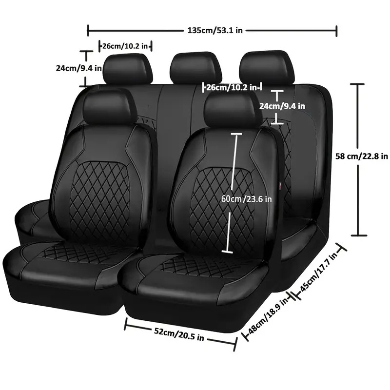 upgrade your car interior with 9pcs set quilted leather thread pressing seat covers airbag compatible breathable 6