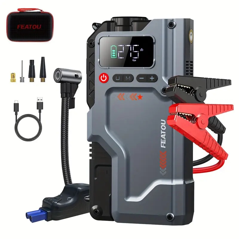 jump starter with air compressor 5 in 1 function jump box 2500a   150psi   pack with digital tire inflator car battery charger portable for 8 5l gas or 7 0l   details 1