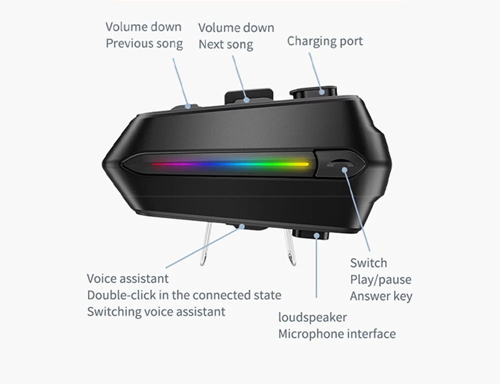C5S无线5.3头盔耳机内置麦克风HIFI立体声头盔耳机适用于其他摩托车配件