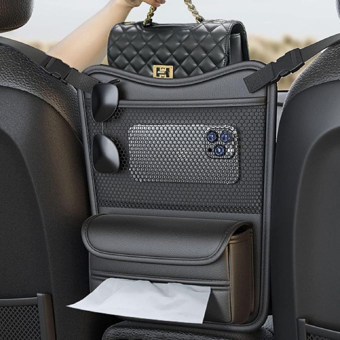 product_image_name-Generic-Organisateur de siège arrière de voiture double face, sac de rangement suspendu de grande capacité avec barrière pour animaux domestiques, porte-gobelets, support de mouchoirs et table pour la sécurité intérieure de l'auto-1