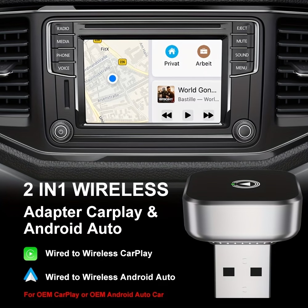 diosea 无线carplay与 auto适配器,无线车载适配器,usb/type-c即插即用转接头,低延迟,有线转无线即插即用,自动连接,适用于ios 10及以上与 11及以上操作系统 商品详情 3