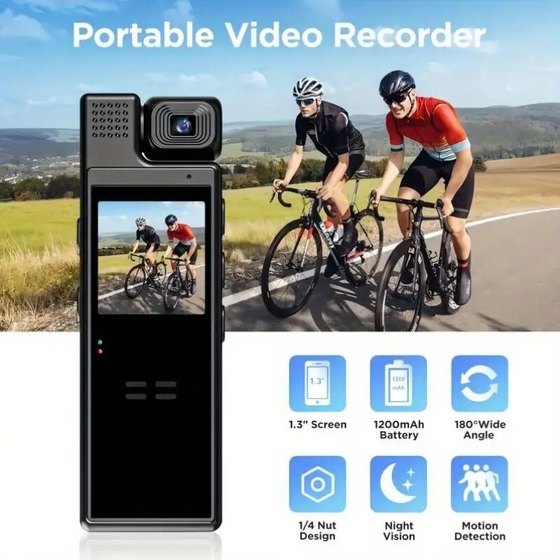 smart recorder 1080p hd 180 degree rotatable lens camcorder usb charging perfect gift for holidays birthdays sd card not included 4