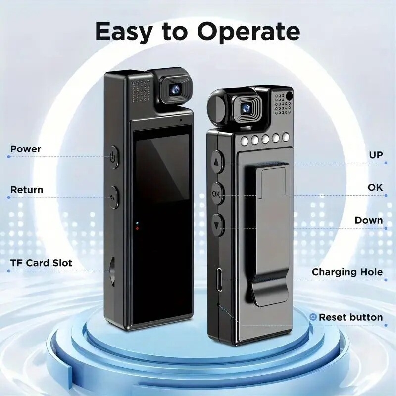 smart recorder 1080p hd 180 degree rotatable lens camcorder usb charging perfect gift for holidays birthdays sd card not included 1