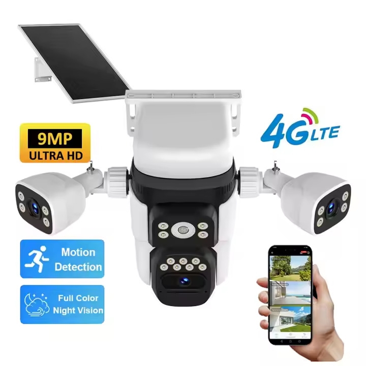 BG621SR 4G Wireless IP Smart Network Camera 9MP Multi-Lens 360° Waterproof Outdoor CCTV Surveillance Home Security PTZ