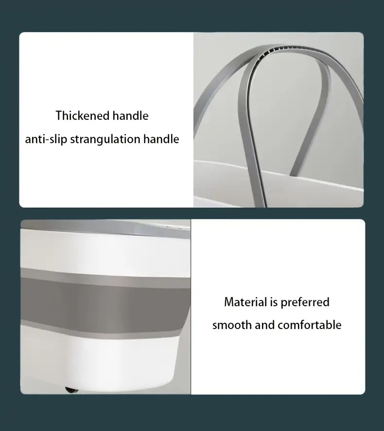 1个可折叠的桶，带有皮带滚轮，便携式矩形水盆，适用于洗车、洗衣和家庭使用，耐用塑料材料，理想的酒店和家庭储存 商品详情 6