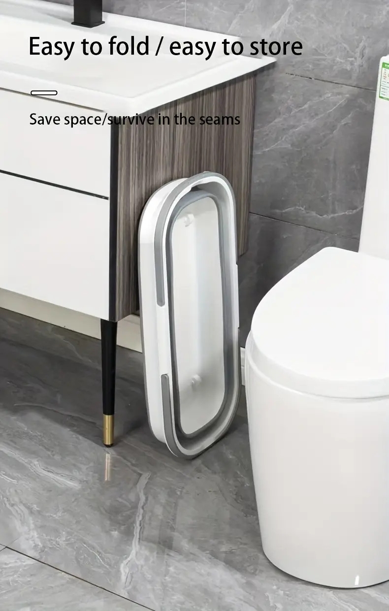 1个可折叠的桶，带有皮带滚轮，便携式矩形水盆，适用于洗车、洗衣和家庭使用，耐用塑料材料，理想的酒店和家庭储存 商品详情 2