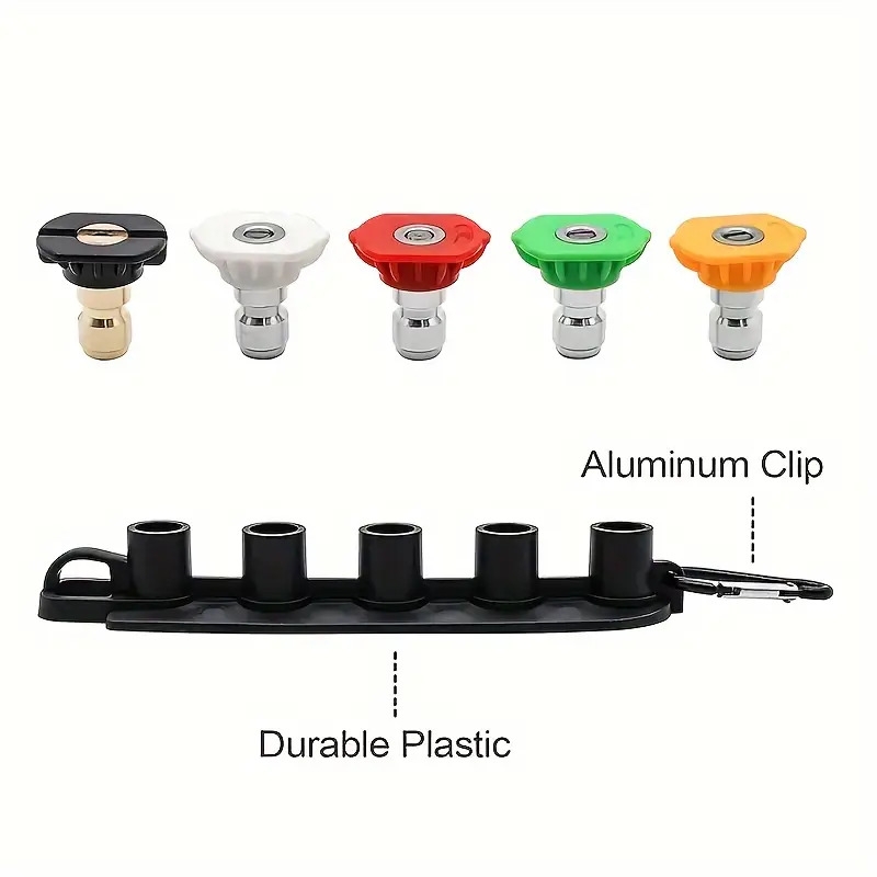 4350psi高压洗车水枪用于高压冷水清洗机，m22-14尾部连接，1/4快接口，5色喷嘴带储存底座，易于存放不易遗失，灵珍 商品详情 4