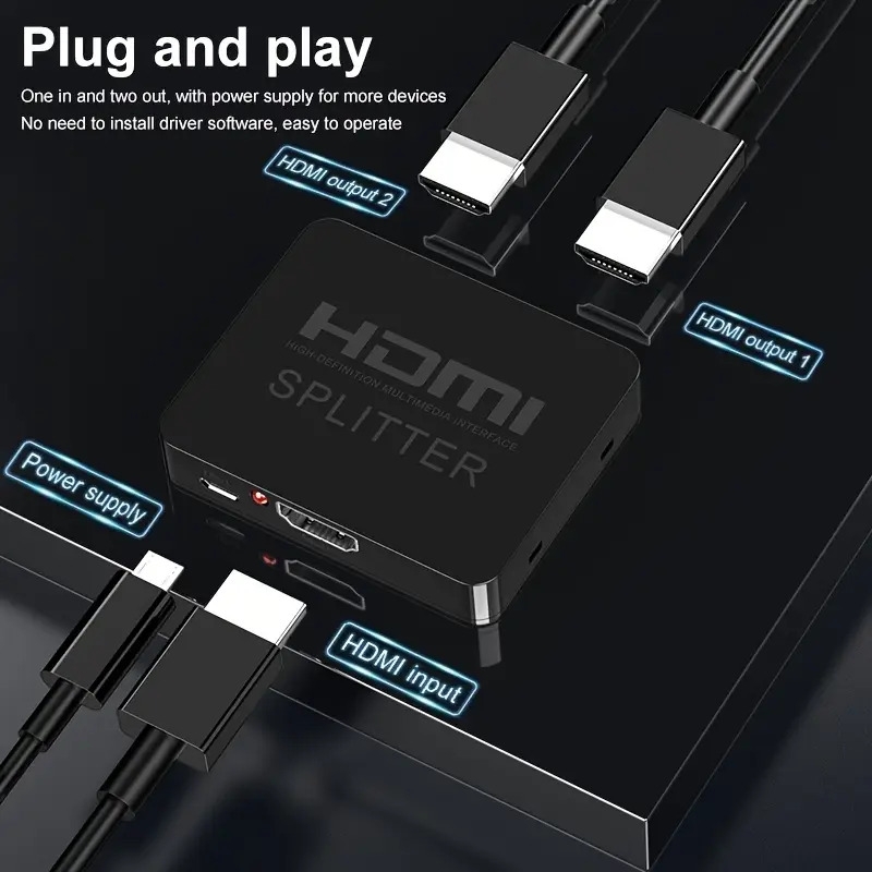 4k splitter duplicate mirror dual monitors with 1 in 2 out full hd 1080p 3d wire included details 5