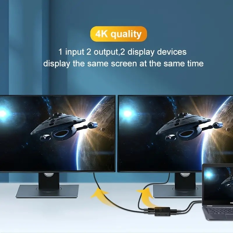 4k splitter duplicate mirror dual monitors with 1 in 2 out full hd 1080p 3d wire included details 6