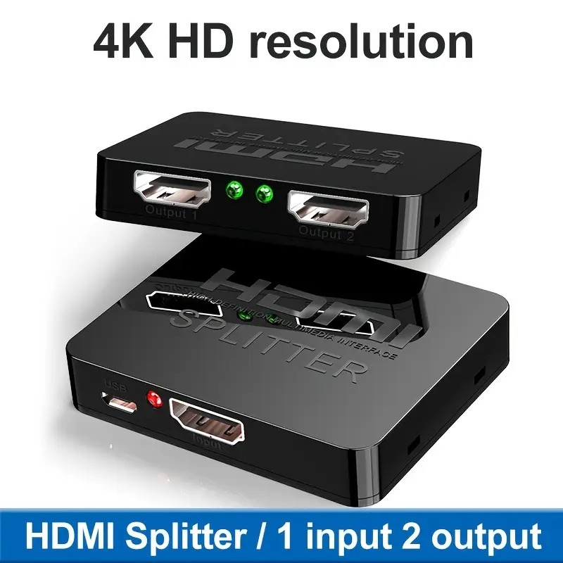 4k splitter duplicate mirror dual monitors with 1 in 2 out full hd 1080p 3d wire included details 8