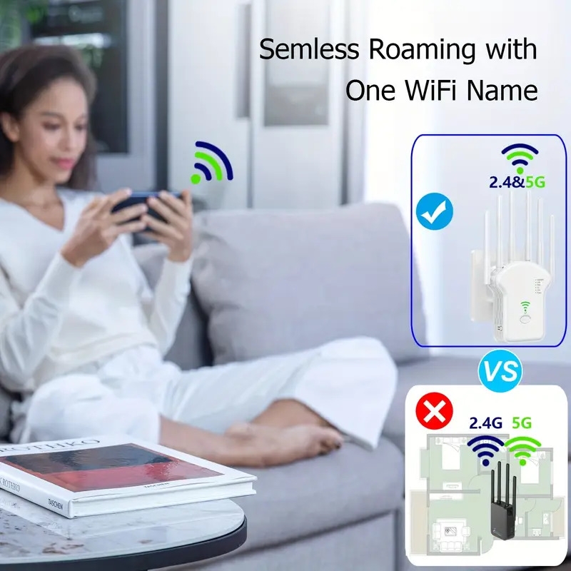 300Mbps 2.4G/5G双频无线互联网WiFi中继器/路由器/信号增强器，适用于家庭更大的覆盖范围扩展器和信号放大器 详情 5