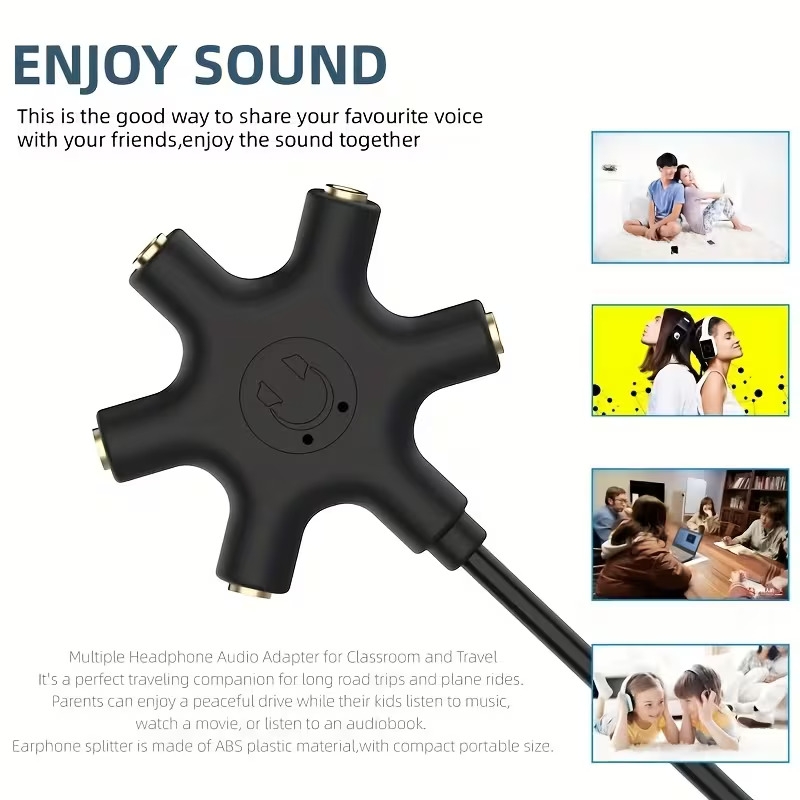 3 5mm audio splitter 5 audio adapter music hub headphone colorful splitter adapter 5 audio splitter 5 headphone splitter 6 port headphone adapter with cable mixer Product details 7