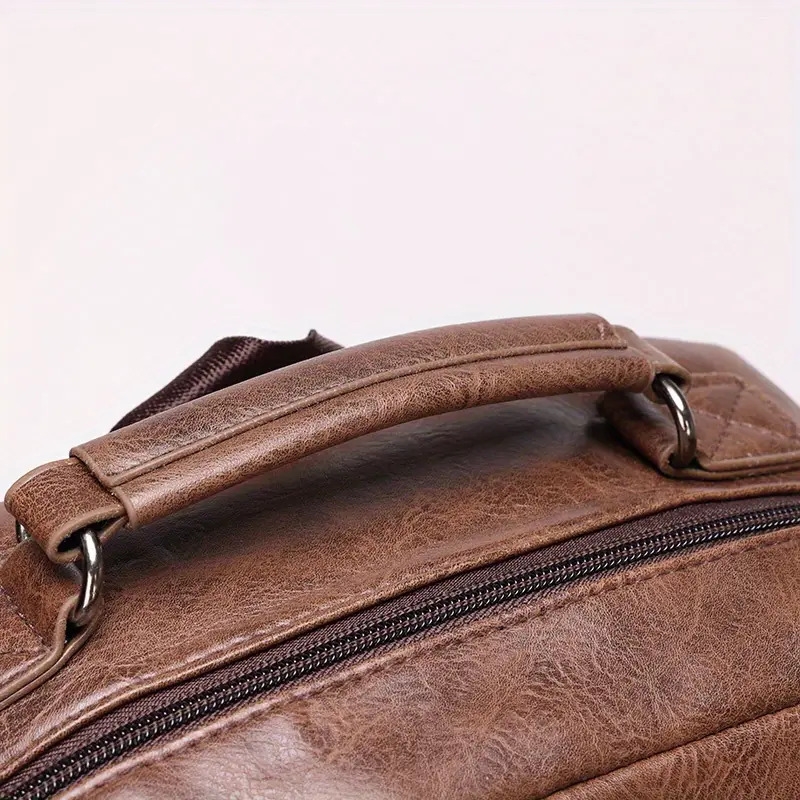 mens stylish large capacity laptop backpack for 15 6 inch notebooks black pu synthetic leather magnetic closure soft shell tsa laptop storage sleek backpack laptop compatibl Product details 15