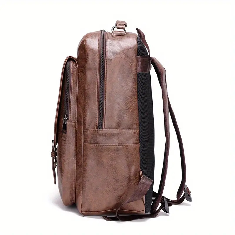 mens stylish large capacity laptop backpack for 15 6 inch notebooks black pu synthetic leather magnetic closure soft shell tsa laptop storage sleek backpack laptop compatibl Product details 11