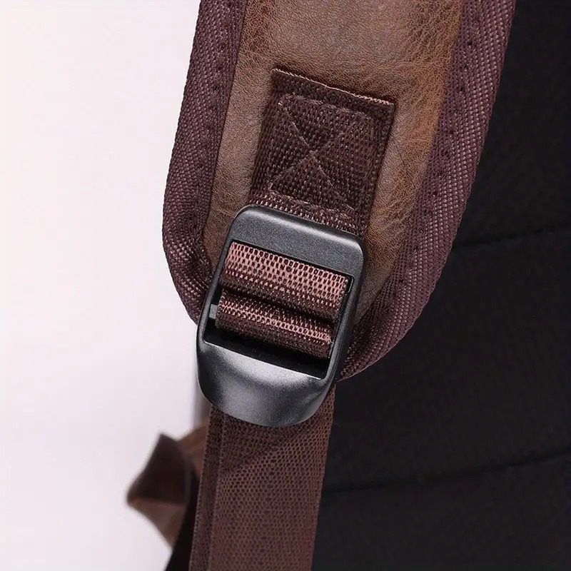 mens stylish large capacity laptop backpack for 15 6 inch notebooks black pu synthetic leather magnetic closure soft shell tsa laptop storage sleek backpack laptop compatibl Product details 13
