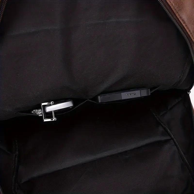 mens stylish large capacity laptop backpack for 15 6 inch notebooks black pu synthetic leather magnetic closure soft shell tsa laptop storage sleek backpack laptop compatibl Product details 22