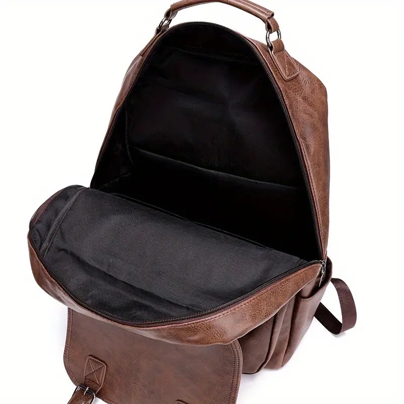 mens stylish large capacity laptop backpack for 15 6 inch notebooks black pu synthetic leather magnetic closure soft shell tsa laptop storage sleek backpack laptop compatibl Product details 21