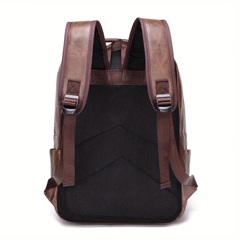 mens stylish large capacity laptop backpack for 15 6 inch notebooks black pu synthetic leather magnetic closure soft shell tsa laptop storage sleek backpack laptop compatibl Product details 12