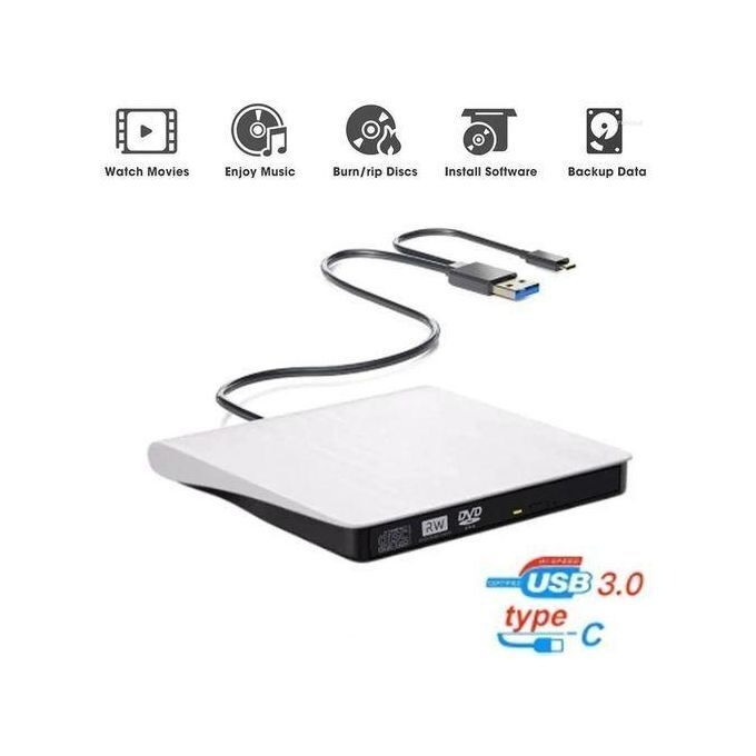 product_image_name-Generic-Lecteur DVD Externe, Graveur DVD/VCD/Disc-RW, Double Interface Type-c+USB3.0-Blanc-1