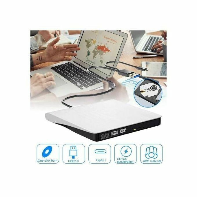 product_image_name-Generic-Lecteur DVD Externe, Graveur DVD/VCD/Disc-RW, Double Interface Type-c+USB3.0-Blanc-3
